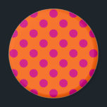 Fuchsia-Polka-Punkte auf Orange Magnet<br><div class="desc">Fuchsia-Polka-Punkte auf Orange</div>