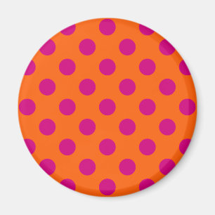 Fuchsia-Polka-Punkte auf Orange Magnet