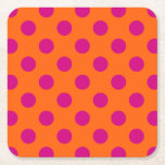 Fuchsia-Polka-Punkte auf Orange Rechteckiger Pappuntersetzer<br><div class="desc">Fuchsia-Polka-Punkte auf Orange</div>