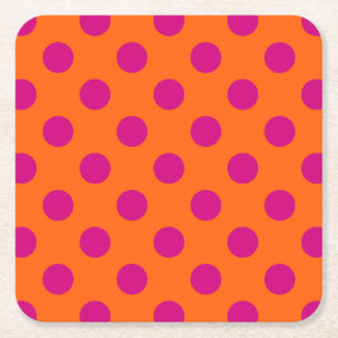 Fuchsia-Polka-Punkte auf Orange Rechteckiger Pappuntersetzer