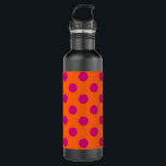 Fuchsia-Polka-Punkte auf Orange Trinkflasche<br><div class="desc">Fuchsia-Polka-Punkte auf Orange</div>
