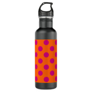 Fuchsia-Polka-Punkte auf Orange Trinkflasche