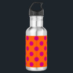 Fuchsia-Polka-Punkte auf Orange Trinkflasche<br><div class="desc">Fuchsia-Polka-Punkte auf Orange</div>