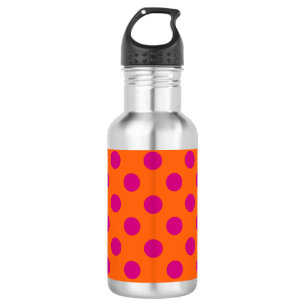 Fuchsia-Polka-Punkte auf Orange Trinkflasche