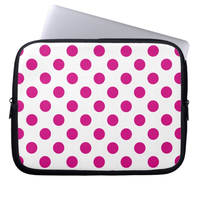 Fuchsia-Polka-Punkte Laptopschutzhülle (Vorderseite)