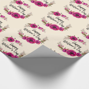 Fuchsia Poppies Blumenreath Happy Mother Day Geschenkpapier