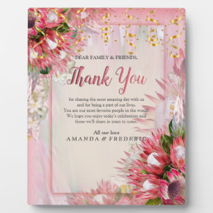 Fuchsia Protea mit Blush & Gold Ribbons Fotoplatte