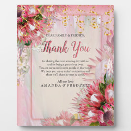 Fuchsia Protea mit Blush & Gold Ribbons Fotoplatte