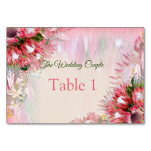 Fuchsia Proteas - Blush & Gold Tischkarten Tischnummer