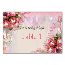 Fuchsia Protea's - Blush & Gold Tischkarten Tischnummer