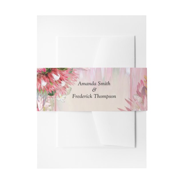 Fuchsia Protea's with Blush & Gold Envelope Band (Vorderseite Beispiel)