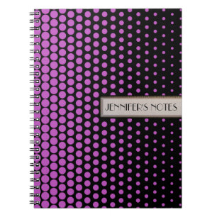 Fuchsia Punkte Elegant Modern Schwarz Notizblock