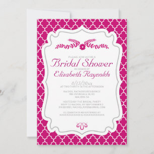 Fuchsia Quatrefoil Bridal Shower Einladung