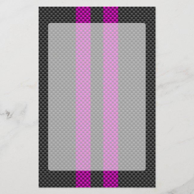 Fuchsia Racing Stripes im Carbon Fibre Style Briefpapier (Vorderseite)