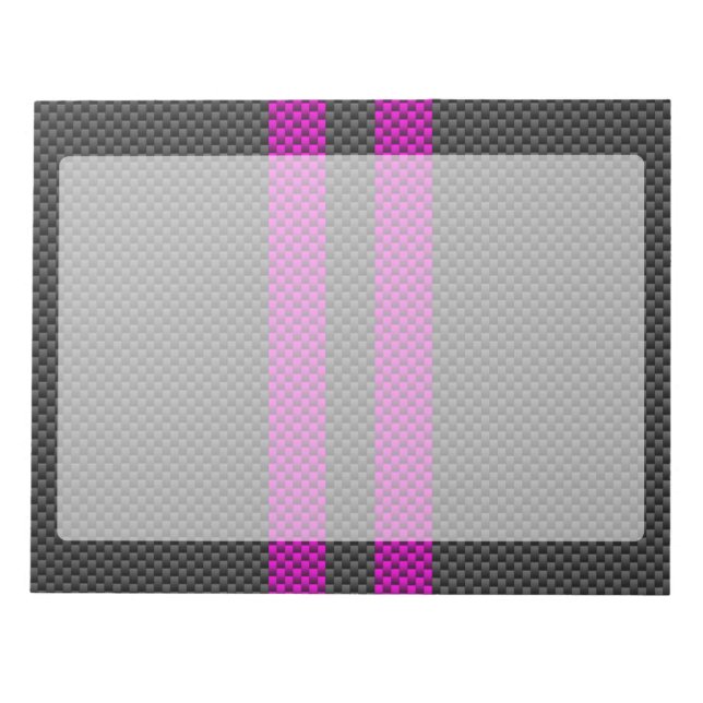 Fuchsia Racing Stripes im Carbon Fibre Style Notizblock (Vorderseite)