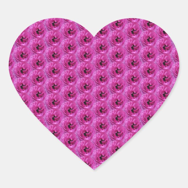 Fuchsia Ranunculus - Modernes Blumendesign Herz-Aufkleber (Vorderseite)