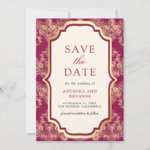 Fuchsia Rosa Goldspitze Indische Hochzeit