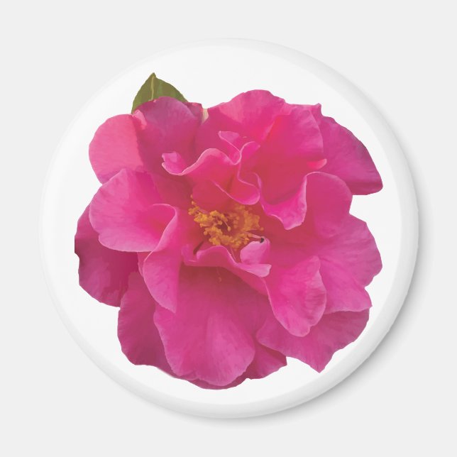Fuchsia Rosa Kamelie Realistische Blüten Magnet (Vorne)