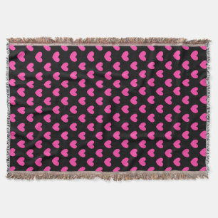 Fuchsia rosa Punkteherzen auf Schwarz Decke