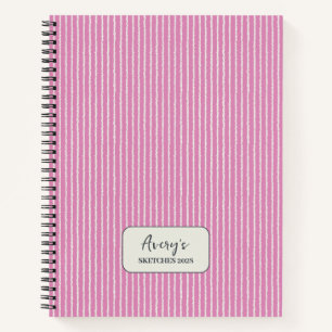Fuchsia Rosa Streifenmuster Personalisiert Notizbuch
