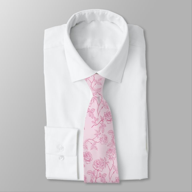 Fuchsia-Rosen auf Rosa Krawatte (Gebunden)