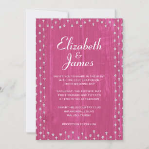 Fuchsia Rustic Barn Wood Wedding Einladungen