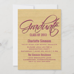Fuchsia Rustic Script Abschluss laden Einladung