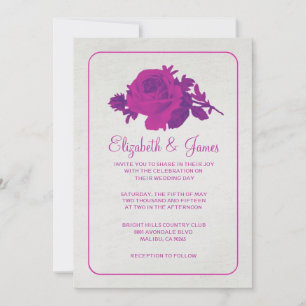 Fuchsia Rustikale Blumen-Hochzeitseinladungen Einladung