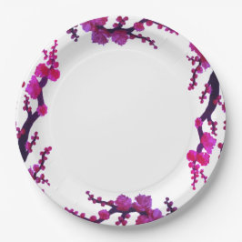 Fuchsia Sakura Blüten Malpapier Platte Pappteller