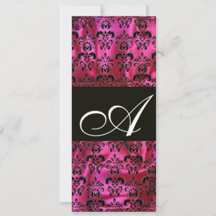 FUCHSIA SCHWARZER SEIDEN-DAMAST-STOFF MONOGRAMM, W EINLADUNG