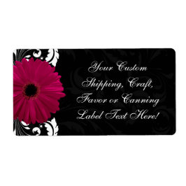 Fuchsia Scroll Gerbera Daisy w/Black and White
