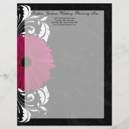 Fuchsia Scroll Gerbera Daisy w/Black and White Briefkopf