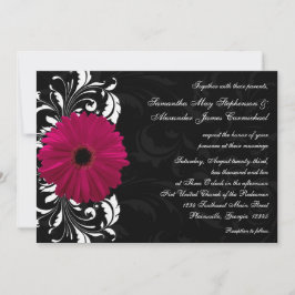 Fuchsia Scroll Gerbera Daisy w/Black and White Einladung