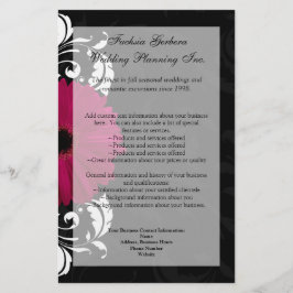 Fuchsia Scroll Gerbera Daisy w/Black and White Flyer