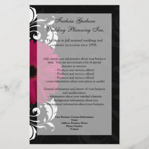 Fuchsia Scroll Gerbera Daisy w/Black and White Flyer