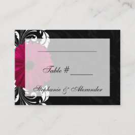 Fuchsia Scroll Gerbera Daisy w/Black and White Platzkarte