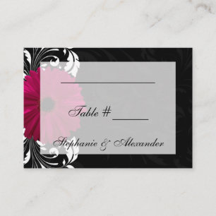 Fuchsia Scroll Gerbera Daisy w/Black and White Platzkarte