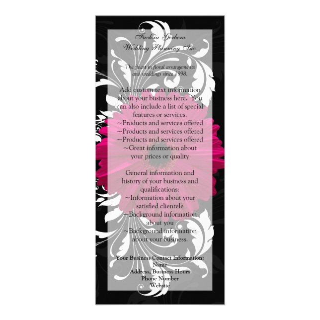 Fuchsia Scroll Gerbera Daisy w/Black and White Werbekarte (Vorne)