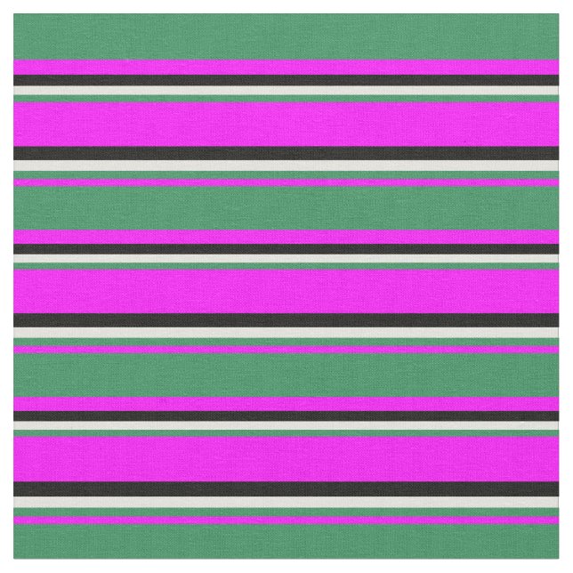 Fuchsia, Sea Green, Light Yellow & Black Pattern Stoff (Nahaufnahme)