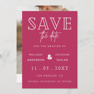 Fuchsia Simple Calligraphy Foto Save the Date