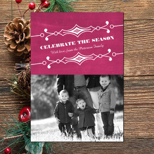 Fuchsia Slanted Chalkboard Foto Flat Card Einladung