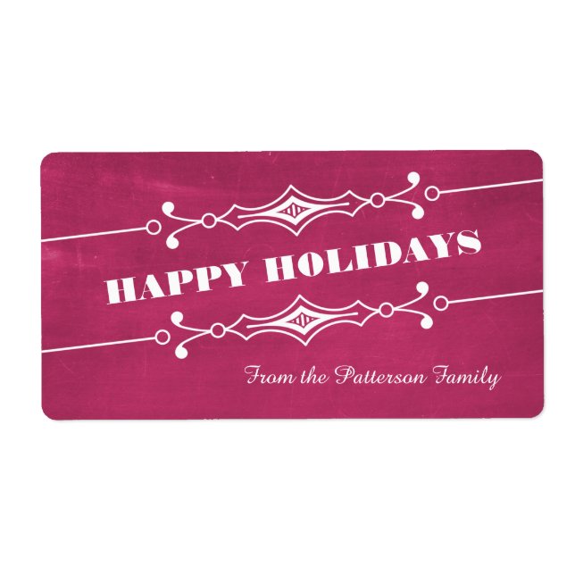 Fuchsia Slanted Chalkboard Holiday Labels (Vorne)