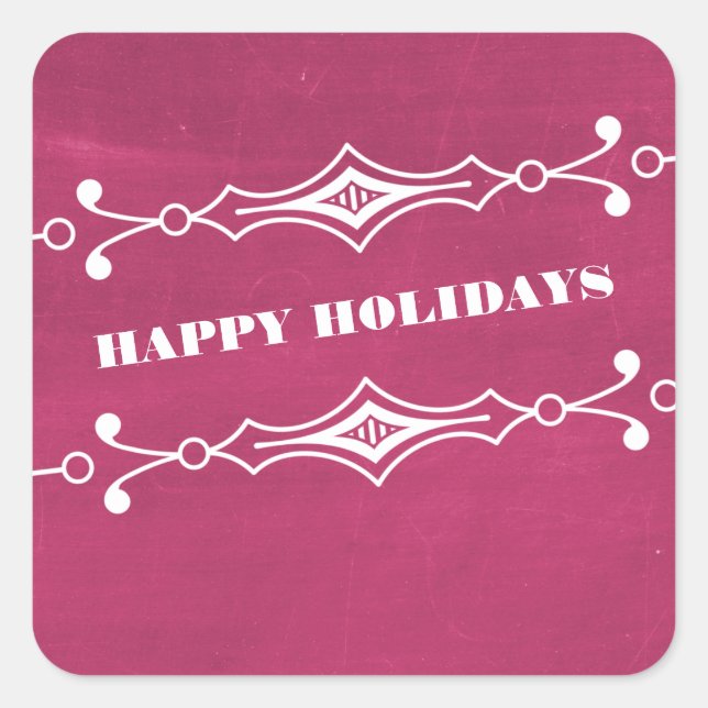 Fuchsia Slanted Chalkboard Holiday Stickers (Vorderseite)