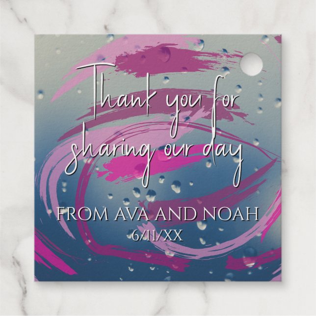 Fuchsia & Soft Pink Pinselstriche Vielen Dank Geschenkanhänger (Rückseite)