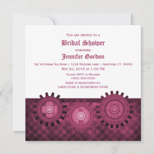 Fuchsia Steampunk Gears Brautparty laden Einladung