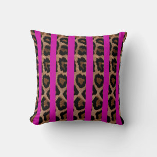 Fuchsia Striped Leopard Druckkopfkissen Kissen