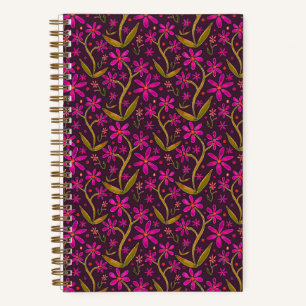 Fuchsia Tanzende Aquarell-Gänseblümchen Notizbuch