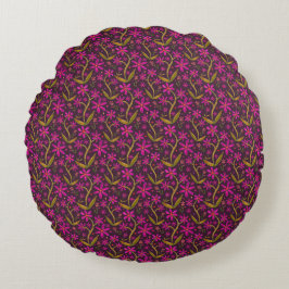 Fuchsia | Tanzende Aquarell-Gänseblümchen-Schürze Rundes Kissen
