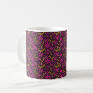 Fuchsia Tanzende Gänseblümchen Aquarell Kaffeetasse