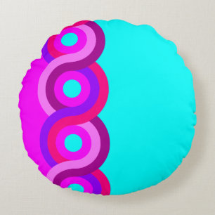 Fuchsia&Turquoise-Muster Rundes Kissen